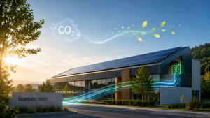 Moderne Photovoltaikanlage von blueparc GmbH zur CO2-Kompensation durch Solarenergie